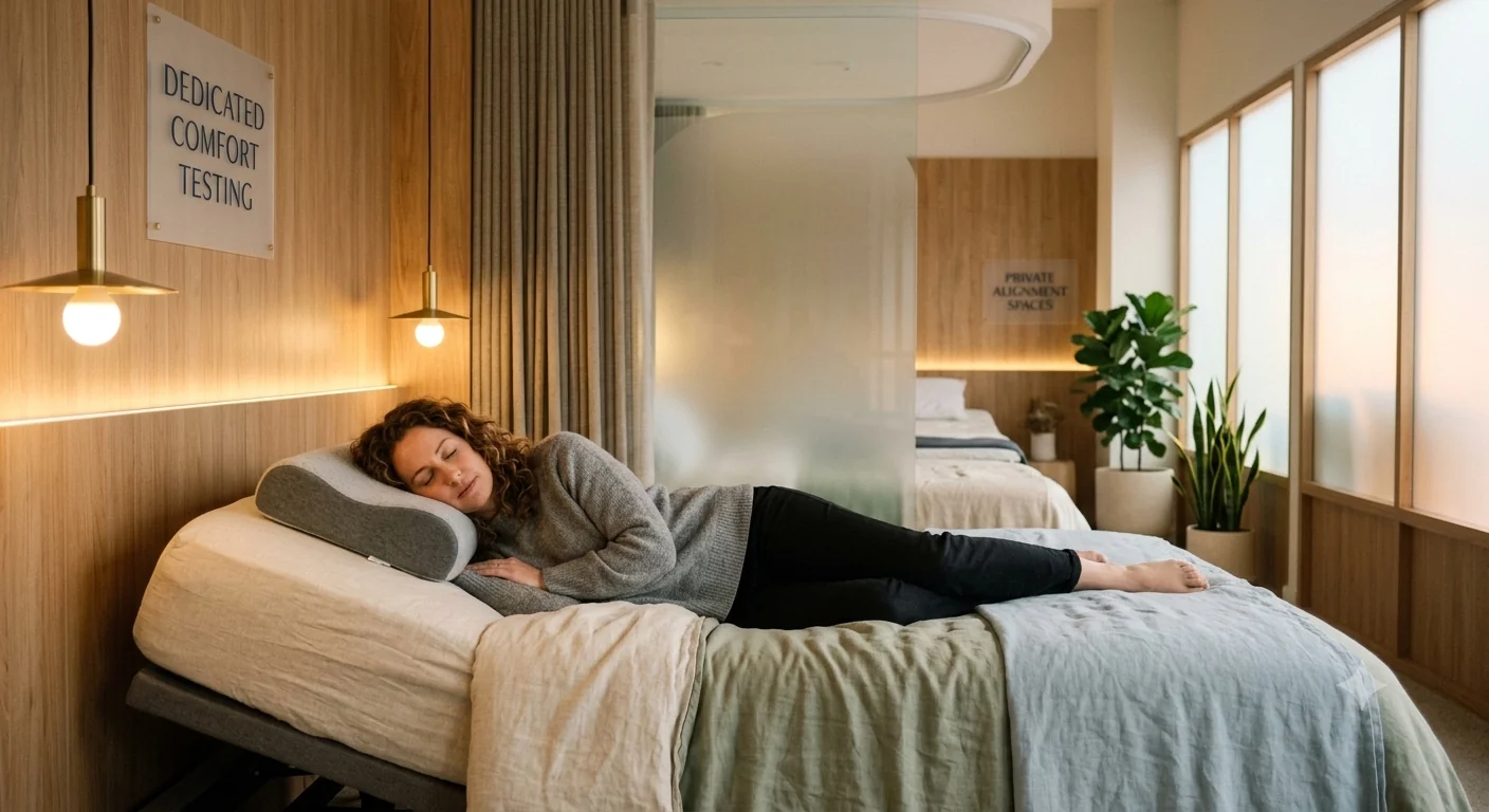 Comfort trial zones inside The Mattress Hub showroom